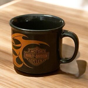 HARLEY-DAVIDSON Black & Orange Logo Ceramic Mug!